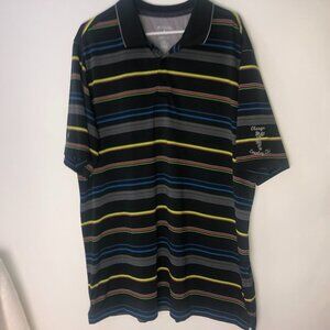 Antiqua Polo Shirt Black w/Stripes Men's 2XL‎ "Glasgow Country Club" Logo